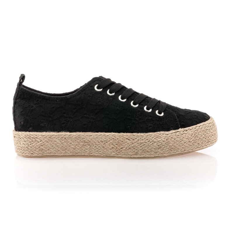Dámske čierne espadrilky s lanovou podrážkou