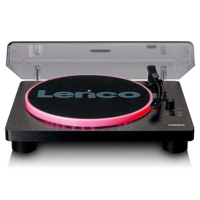 Lenco LS-50LEDBK – Plattenspieler mit integrierten Lautsprechern und LED-Beleuchtung