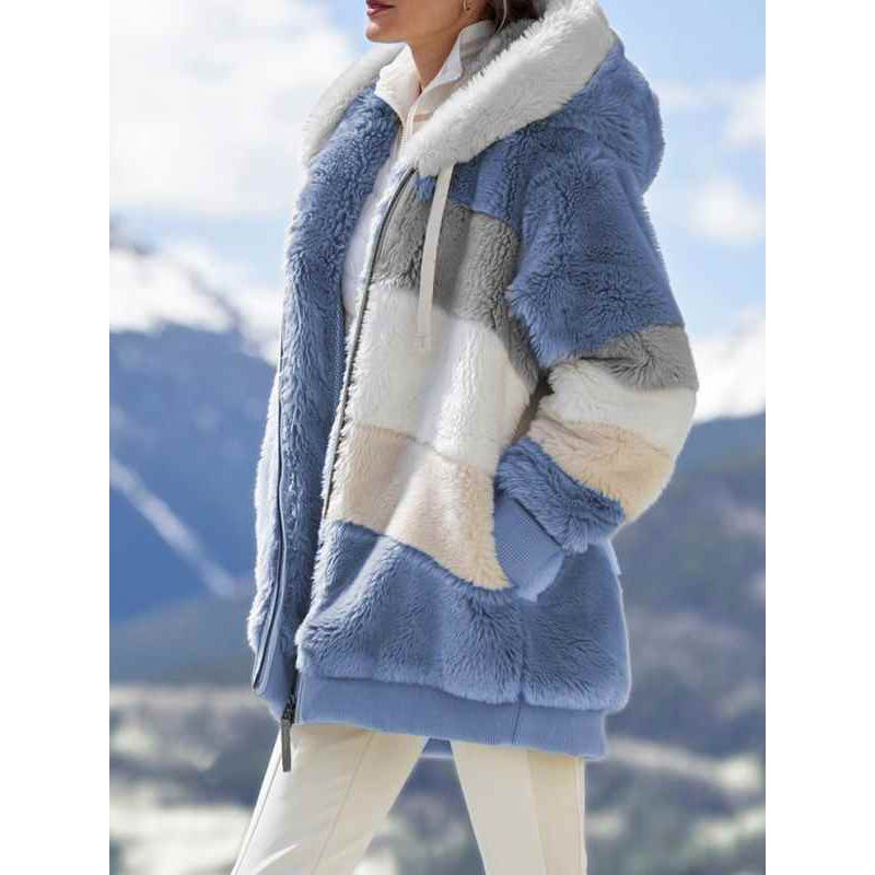 Cappotto invernale da donna, nuovo, casual, con cappuccio e cerniera, abbigliamento da donna, giacca in cashmere da donna, cuciture, cappotti a quadri da donna