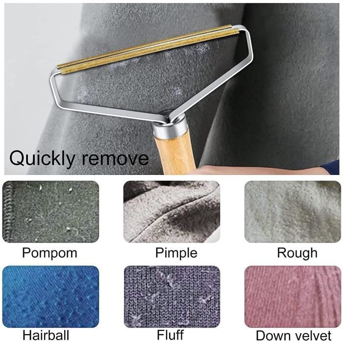 Rasoir Anti Bouloche - Portable - Cuivre Pur - Manche en Bois - Élimine Peluches - Confort d'Utilisation