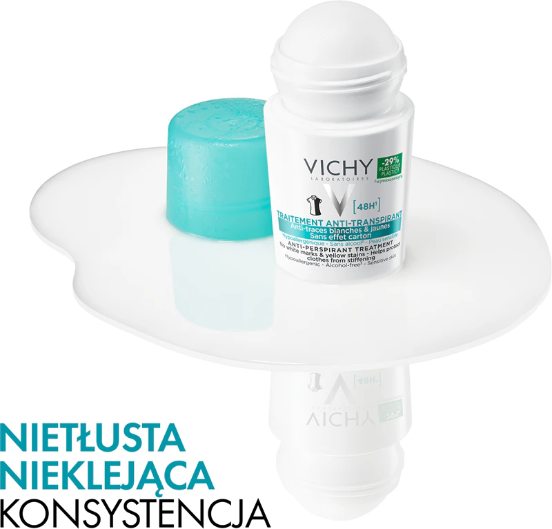 Desodorante roll-on antitranspirante Vichy 48h contra manchas brancas e amarelas