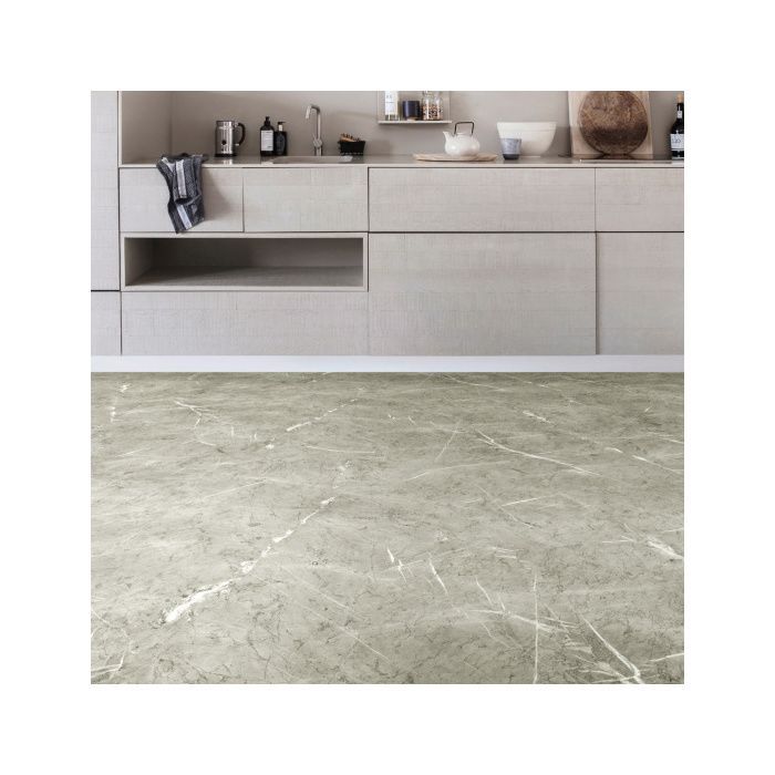 Suelo de linóleo moderno - Efecto mármol gris - Rollo de 4 m x 3 m