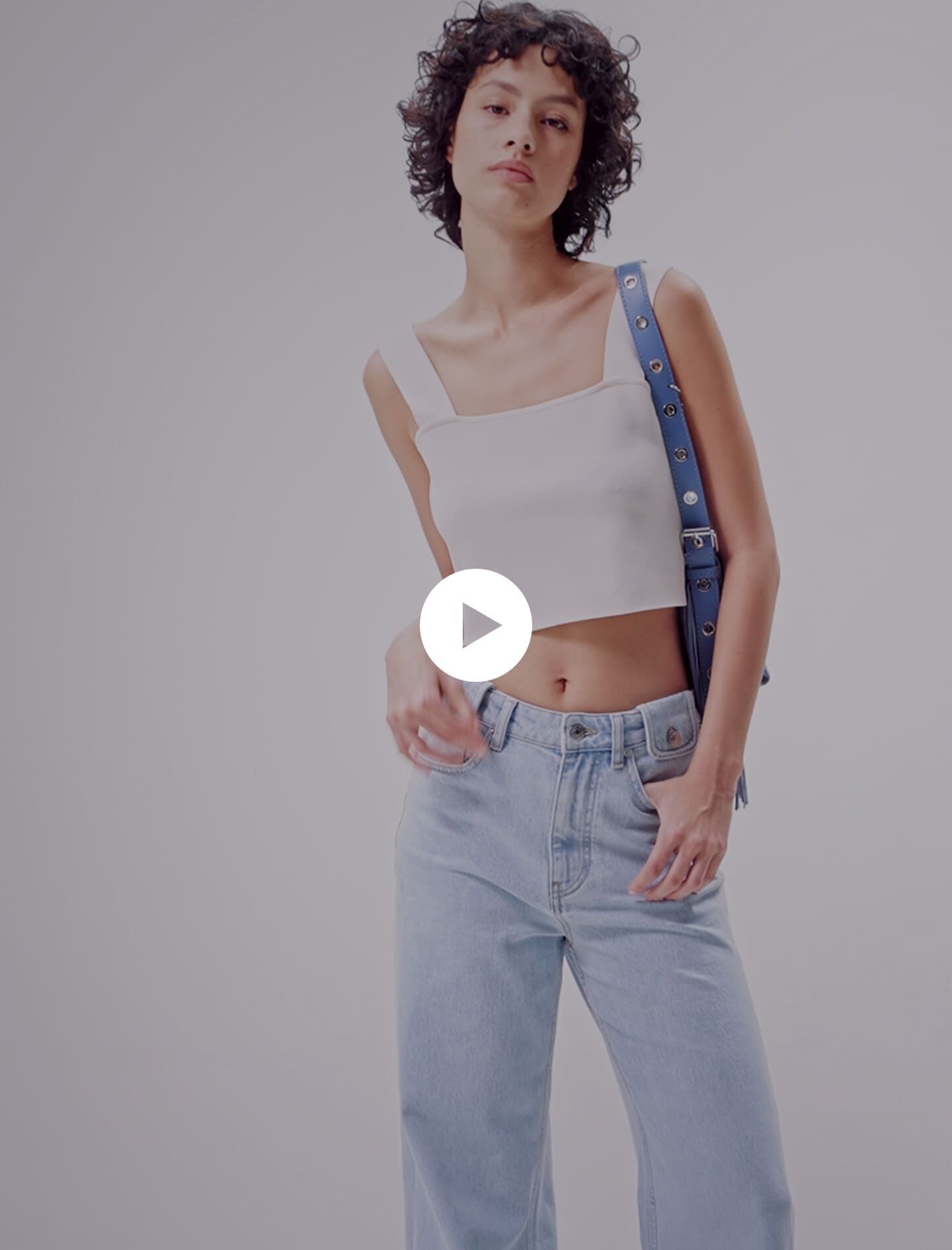 Gebreide crop top - Gebroken wit