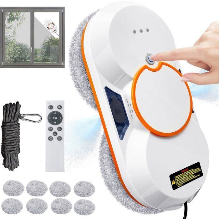 Robot laveur de vitre 3800Pa – sécurité renforcée avec UPS 20min, corde, 3 modes, contrôle à distance
