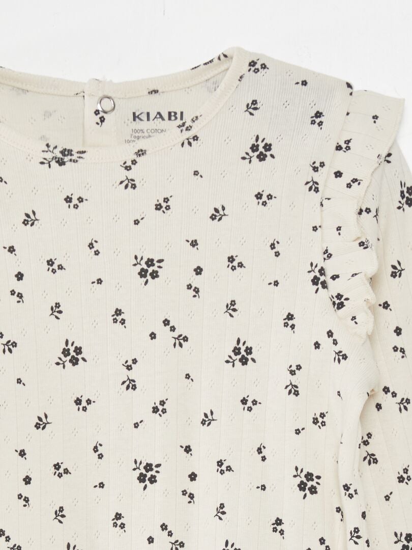 Pyjamaset met ruches - 2-delig - WIT