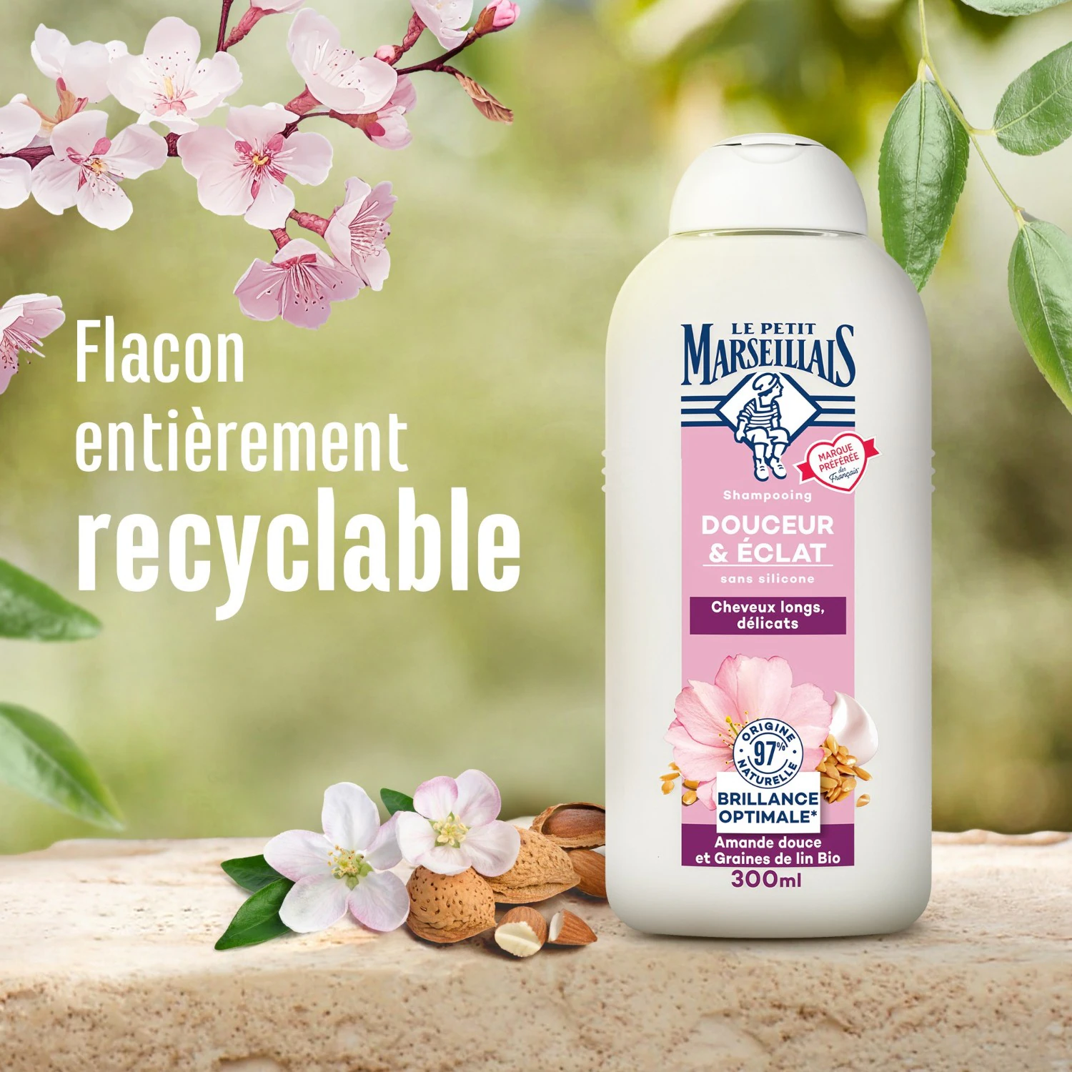 Le Petit Marseillais Shampooing Douceur & Éclat Amande Douce et Graines de Lin Bio