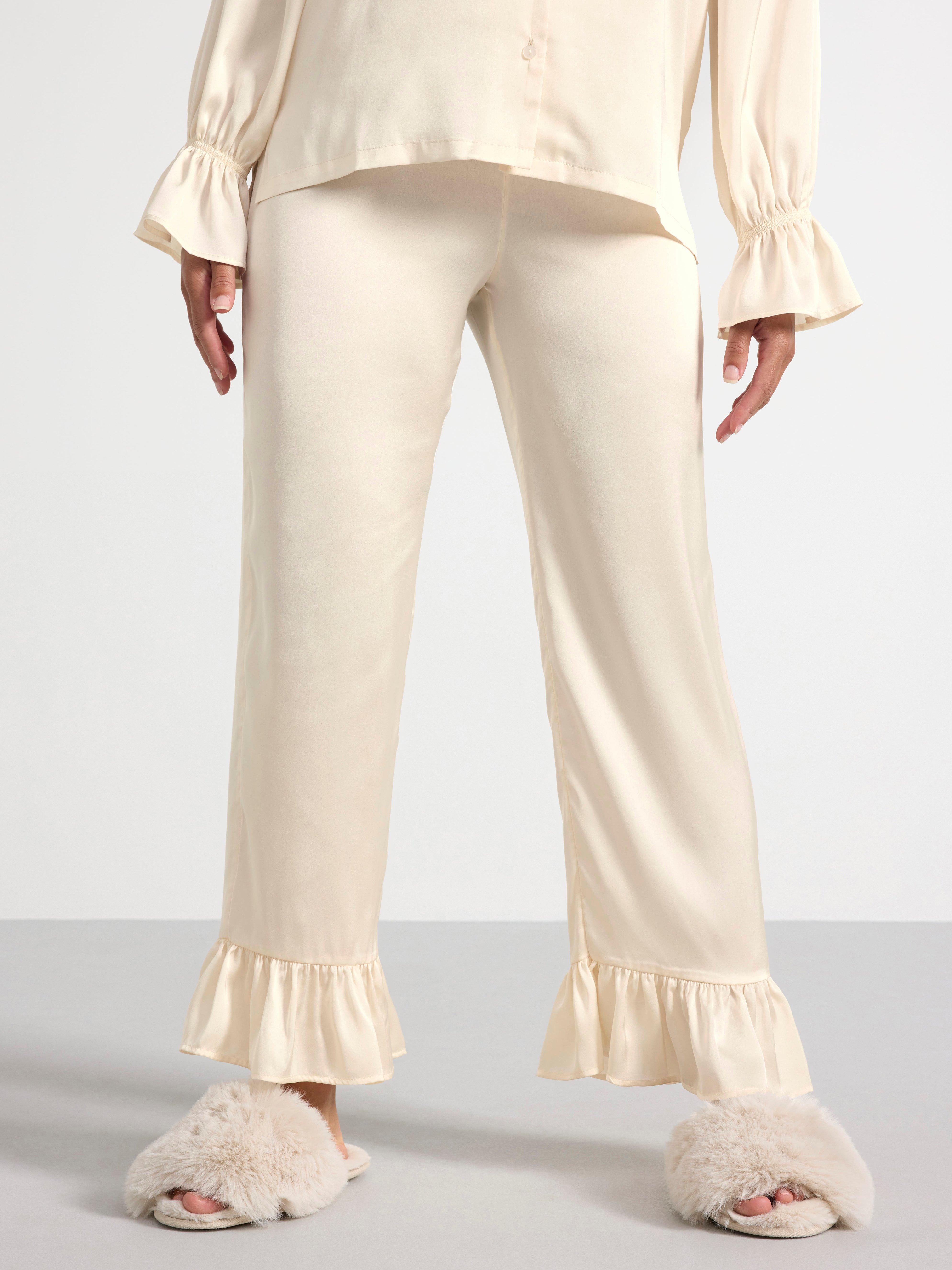 Pyjamasbyxor en satin blanc