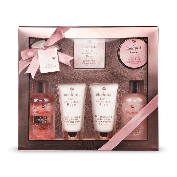 Coffret cadeau soins de beauté - Bloomfield - Rose - 6 produits - Sans parabène - Détente