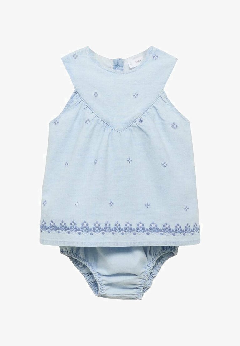 Mango Kids FROG WITH EMBROIDERED DETAILS - Denim dress - light blue