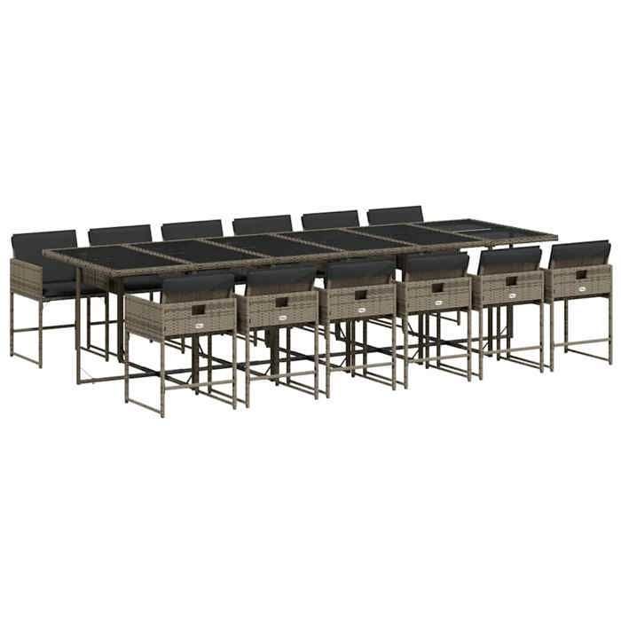 Gartenmöbel-Set aus Rattan und Kunstharz – vidaXL – 13-teilig – Grau – UV-beständig – 330 x 106 x 73 cm
