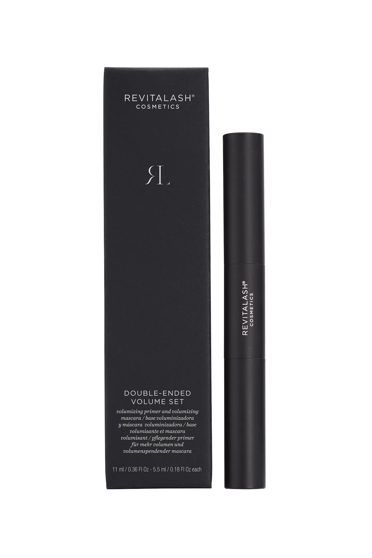 Maskara za volumen s dvostrukim efektom, boja Raven Black - Revitalash