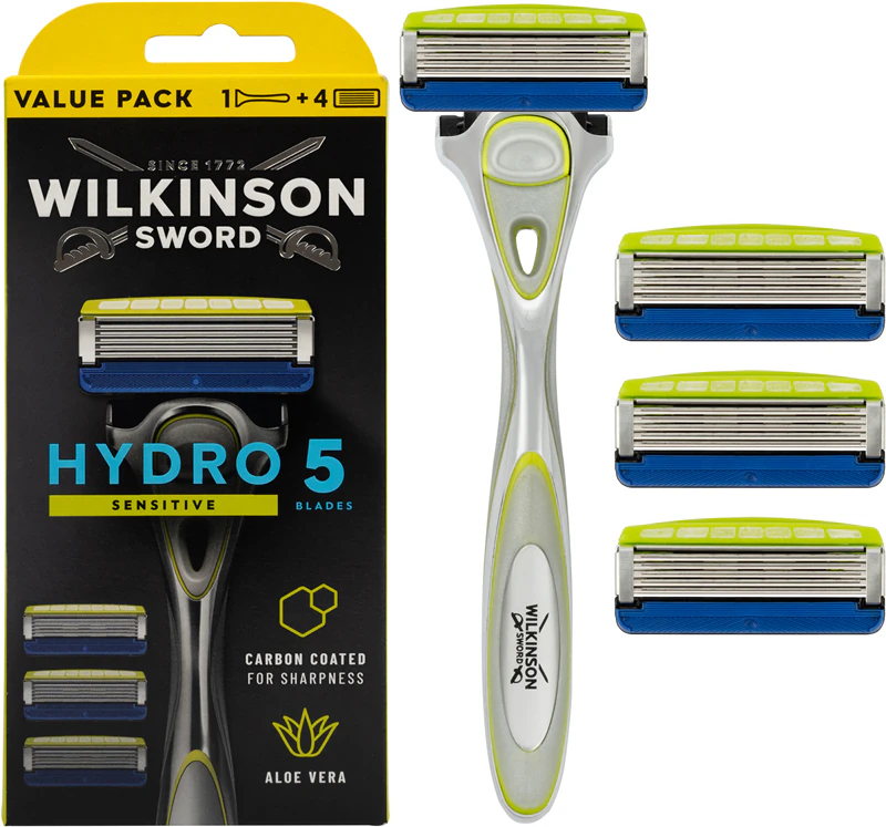 Wilkinson Sword Hydro5 Hautschutz Sensitiv Rasierer + 4 Ersatzköpfe.