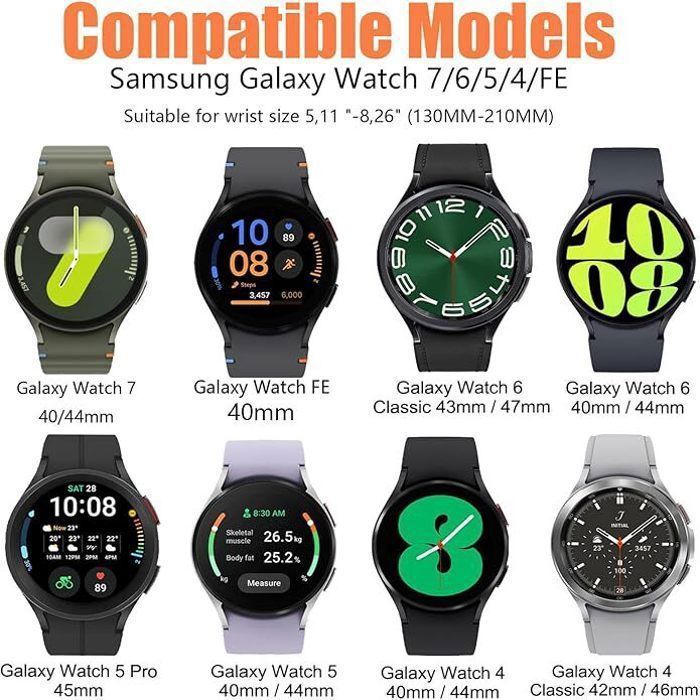 Bracelet Métal Magnétique Compatible avec Bracelet Samsung Galaxy Watch 6 SE 5 4 /4 Classic/6 Classic/5 Pro/FE