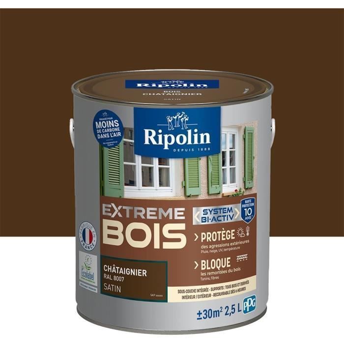 Pintura para madera Extreme - Castaño satinado - RIPOLIN - 2,5 L