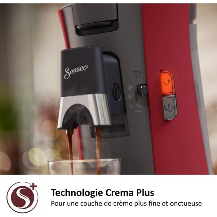 Cafetière à dosette - PHILIPS - SENSEO - CSA240/91 - Select - Rouge + 2 Paquets de 32 dosettes - Espresso Brazil