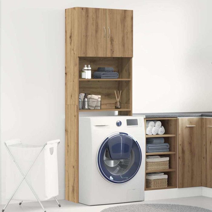 Meuble de machine à laver chêne artisanal bois d ingénierie