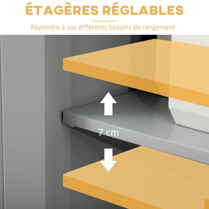 Meuble de salle de bain - kleankin - 2 tiroirs, niche, placard avec porte, étagère réglable - 60 x 30 x 109 cm - gris