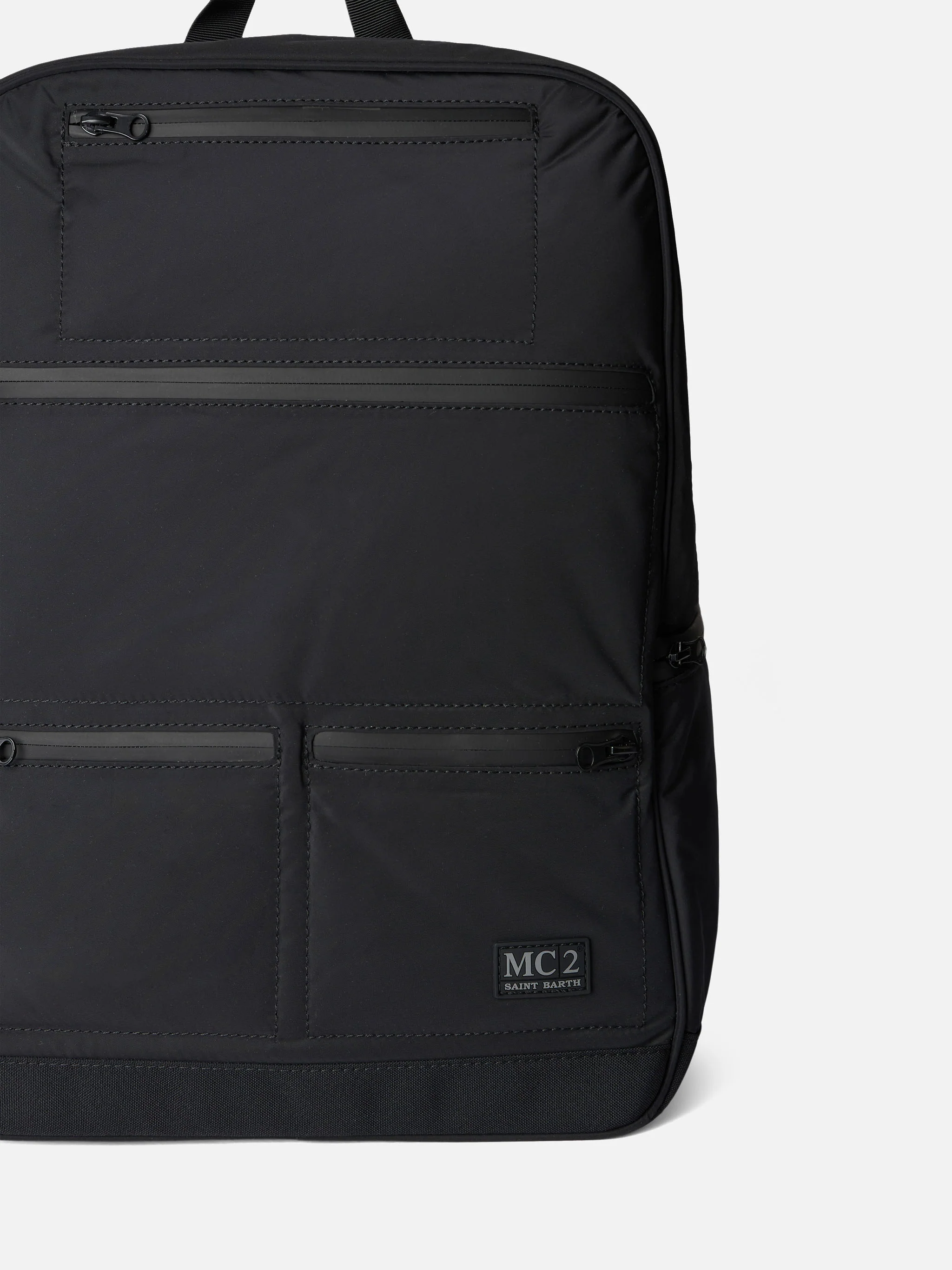 Sac à dos en nylon noir avec poches zippées