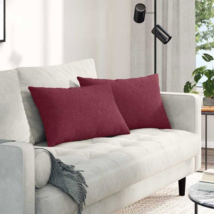 Coussins de canapé - vidaXL - Bordeaux - 60x40 cm - Housses amovibles - Rembourrage polyester - Usage intérieur