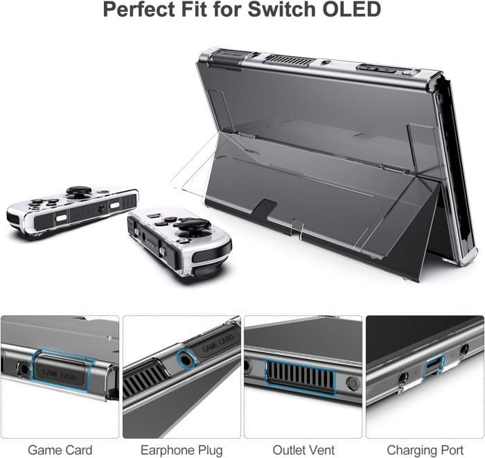 Nintendo Switch Accessories - INNOAURA - 18-in-1 Pack - Game Case - Screen Protector - Gray