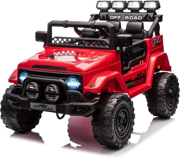 Coche eléctrico infantil de 12 V con mando a distancia, música, luces LED y claxon, 3 velocidades, para niños de 3 años en adelante - Rojo