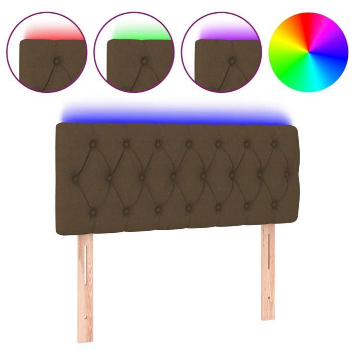 vidaXL Tête de Lit à LED Meuble de Chambre à Coucher Accessoire de Lit Simple Tête de Cadre de Lit Intérieur Marron Foncé 3121933