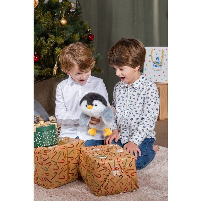 Peluche Floppy Choopy Pingouin - GIPSY TOYS - 22 cm - Noir / Blanc / Gris