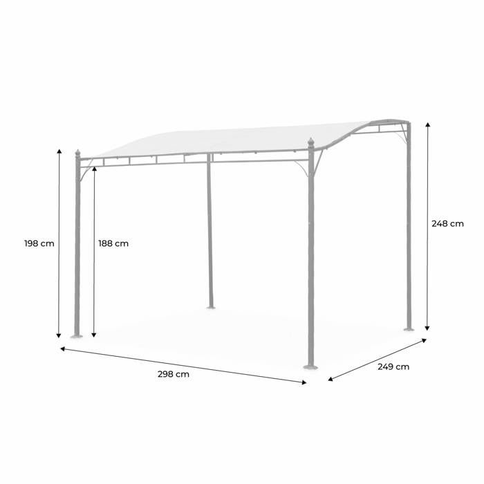 Pérgola de Encosto 3x2,5m - Brestum - Lona Cinza - Pérgola de Parede