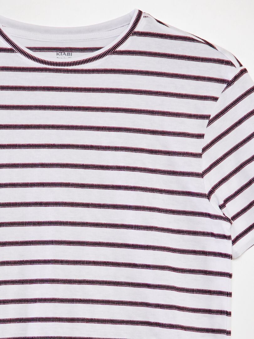 T-shirt met strepenprint - WIT