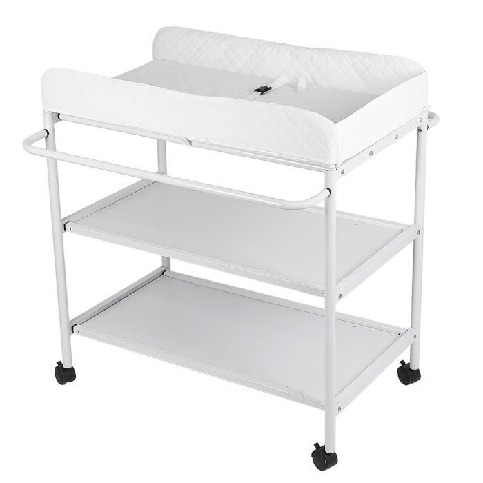 Table à langer multifonctionnelle et pratique - JEOBEST - Blanc - 84*48*90cm - 3 couches - 60kg