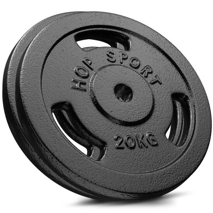 Hop-Sport 40kg gietijzeren gewichtsschijven, halterschijvenset, gietijzeren schijvenset met 30/31mm boring (2 x 20kg)