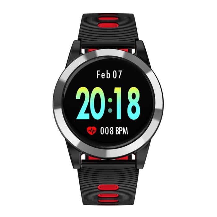 YONIS Smartwatch voor iPhone en Android, 1,3-inch hartslagmeterarmband, afstandsbediening voor camera, rood