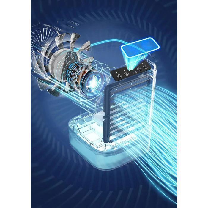Ventilador de aire acondicionado portátil - mini ventilador - Portátil y silencioso - gran depósito de agua de 900 ml