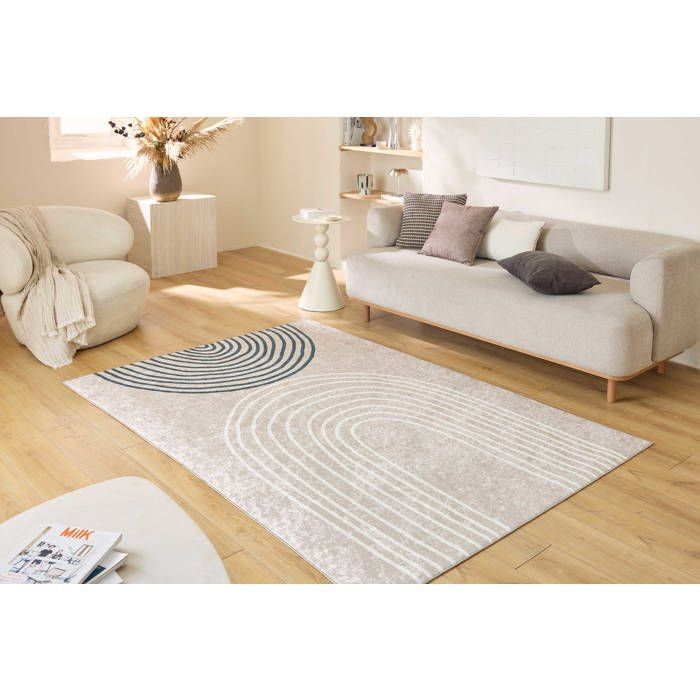 Tapis de salon - NAZAR RUGS - GRÈGE - Beige - Lavable - 120x160 cm