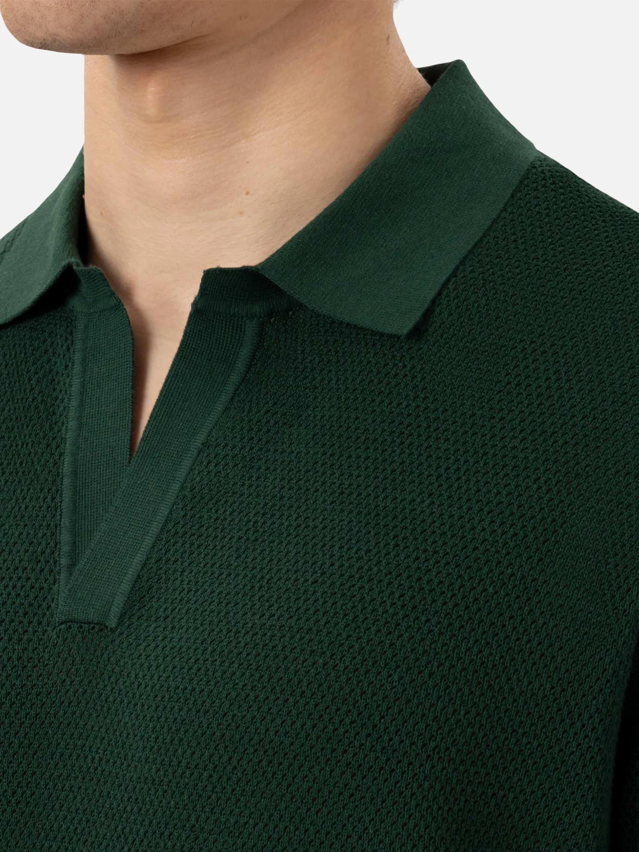Sloan poloshirt zonder knoopjes in groen mesh