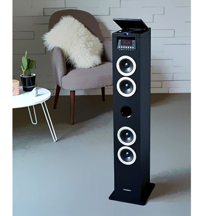 Sound tower con lettore CD Bluetooth DS120CD, porta USB/SD, radio FM, 60 Watt + chiavetta USB da 32 GB