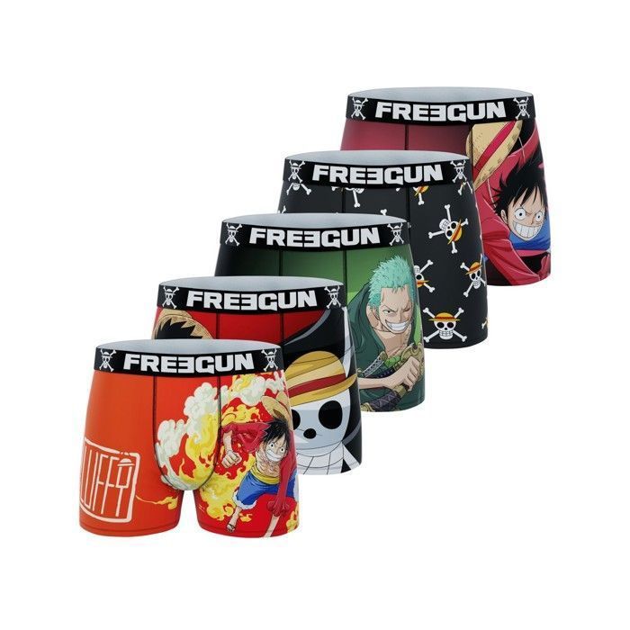 Freegun Men's ONE PIECE Boxer Shorts, Men's Underwear - Black (Pack of 5)