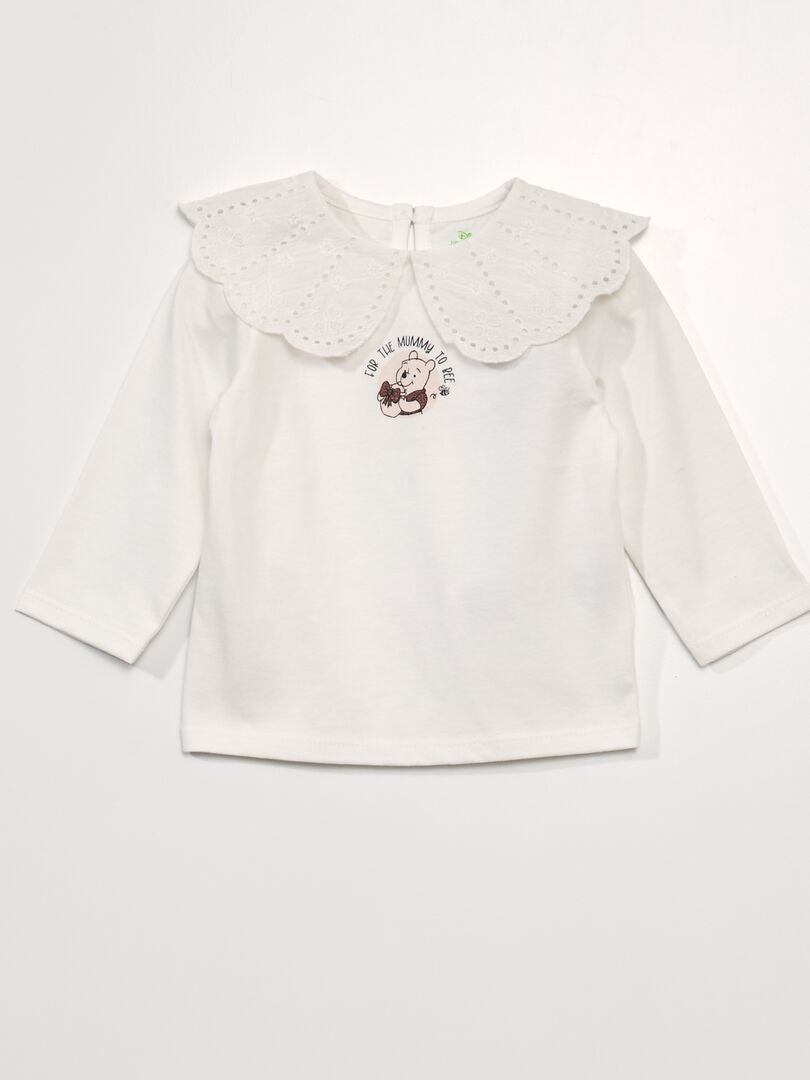 Disney T-shirt met kraag met patroon - WIT
