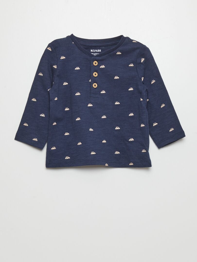 T-shirt met lange mouwen van jersey - BLAUW
