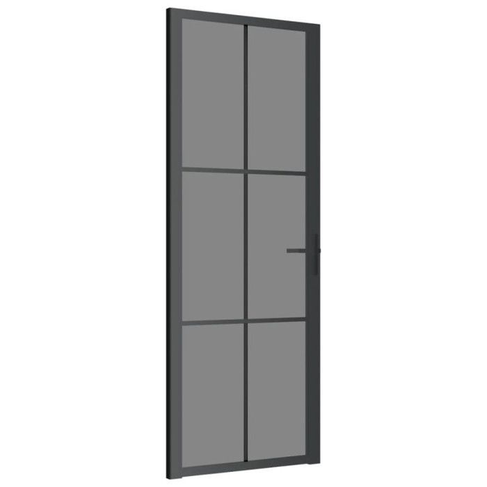vidaXL Porte intérieure 76x201,5 cm Noir Verre ESG et aluminium 350564