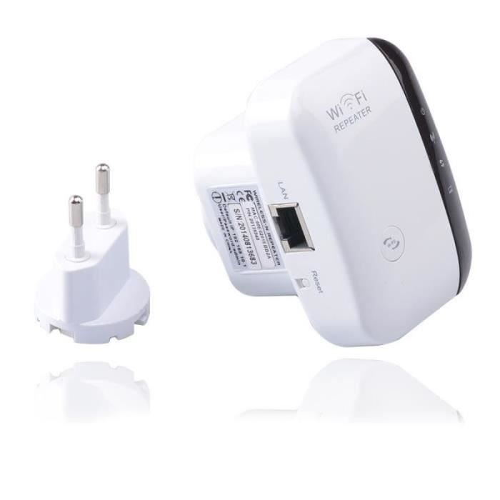Amplificateur WiFi Repeteur Booster de signal sans fil WiFi extender 300M WLAN 802.11n-g-b - Blanc