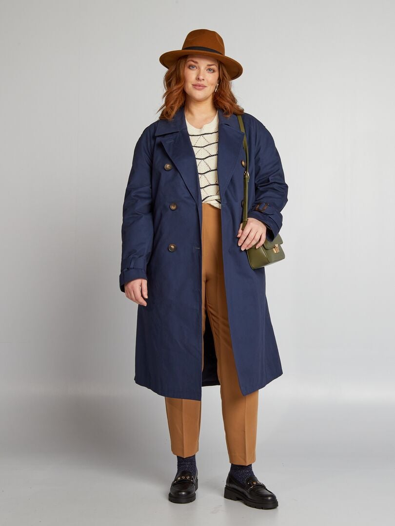 Lange trenchcoat - marineblauw