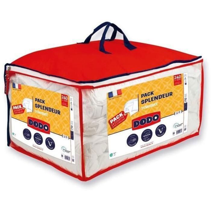 Juego de funda nórdica de 220 x 240 cm + 2 almohadas de 60 x 60 cm - Splendor - 100 % poliéster FCS, relleno de 300 g/m² - Blanco - DODO