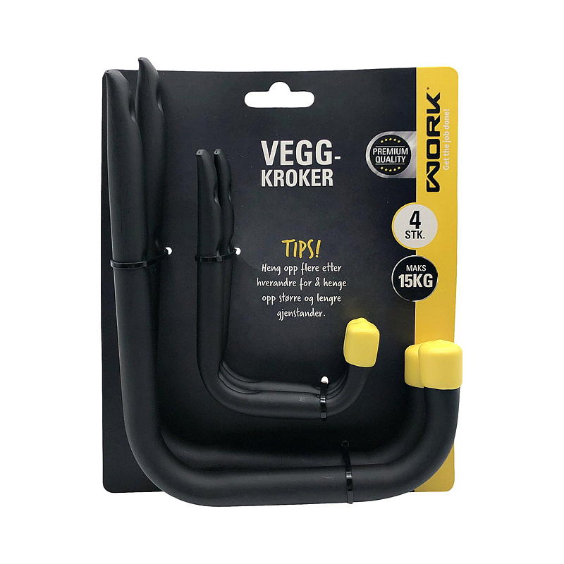 Arbeidsveggkrok 4-pakning 15 kg, stål, Arbeid