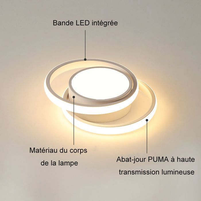 DELIPOP 32W LED-plafondlamp - Modern en strak design - 3000K warm licht - Ideaal voor slaapkamer, badkamer en keuken - Wit