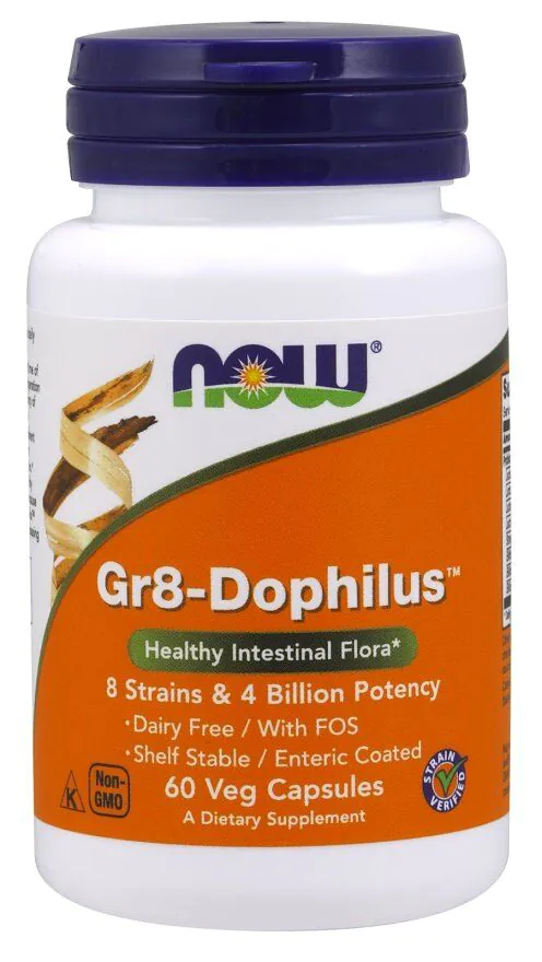 Now Foods GR8-Dophilus, Suplement diety zawierający żywe kultury bakterii, Kapsułki