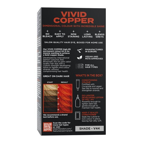 Komplet za trajno vegansko barvanje No Bleach London Vivid Copper, 150 ml