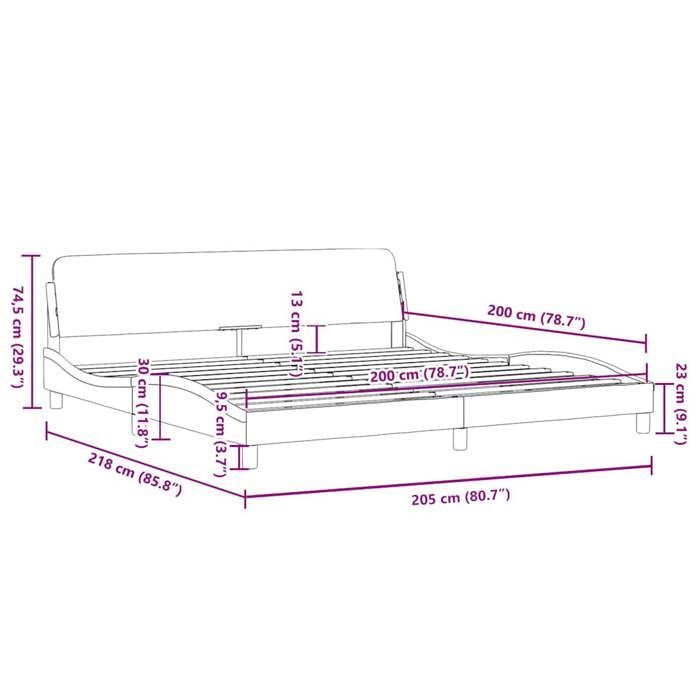 Marrón 200 x 200 cm - Cama de metal - Carga máxima 150 kg - Estructura de cama Dover capuchino 200x200 cm piel sintética 005_179890