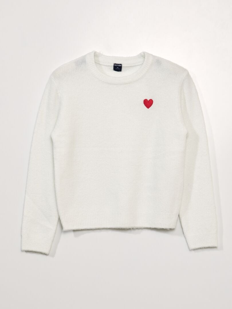 Sweter dzianinowy - BIAŁY