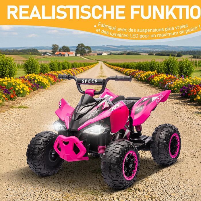 LALAHO Quad eléctrico de 12 V y 7 Ah para niños - para niños de 3 a 6 años - 4,5 km/h máx., rosa